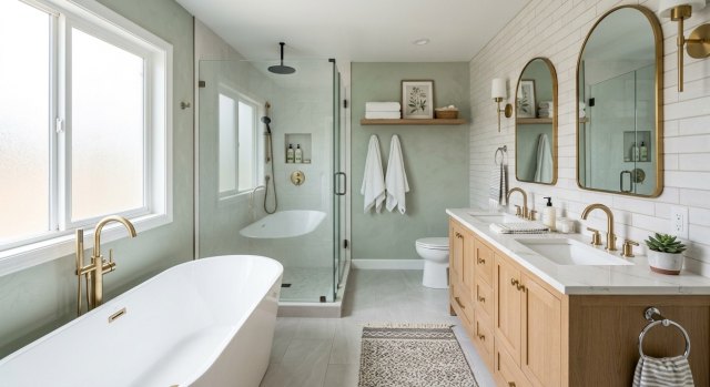 Bathroom areas photographed for a remodeling estimate