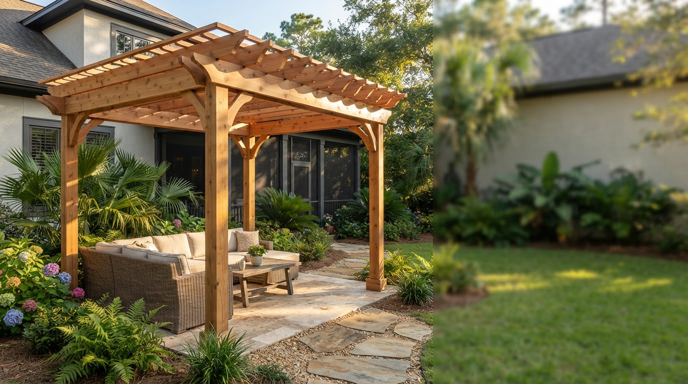 Residential pergola construction project in Gulf Shores, AL
