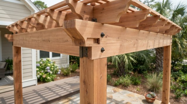 Outdoor area documented for a pergola construction estimate