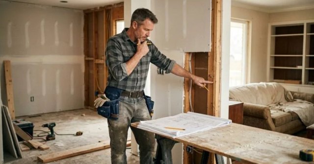 Homeowner documenting areas for a general contractor estimate